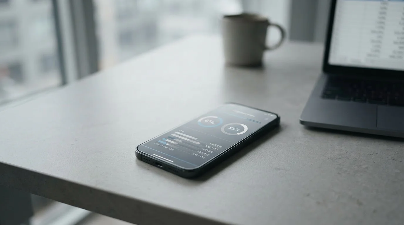 Smartphone mit Kryptowährungs-Zahlungsschnittstelle und Gebührenübersicht