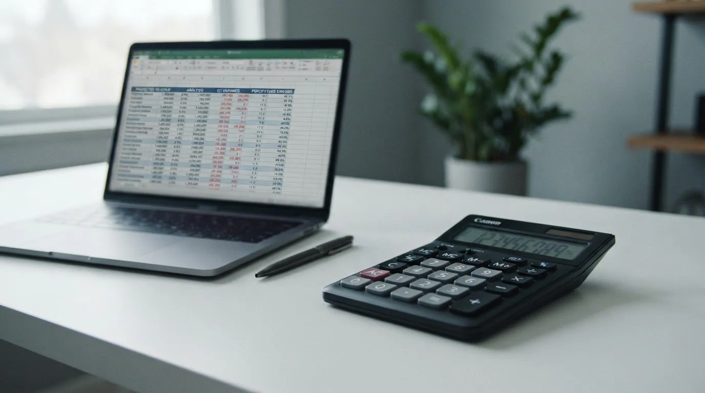 Taschenrechner und Spreadsheet mit Margen- und Steuerberechnung