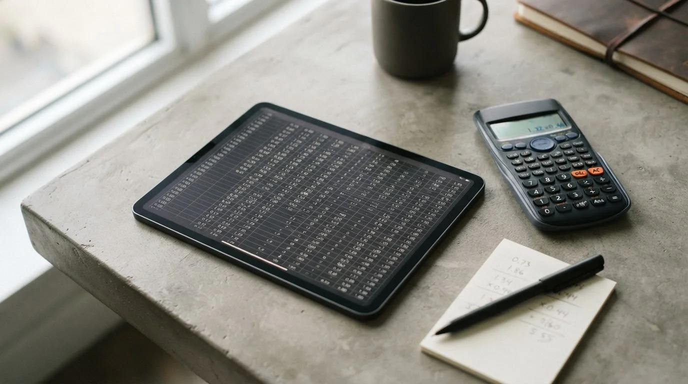 Quoten-Analyse mit Margenberechnung auf einem Tablet