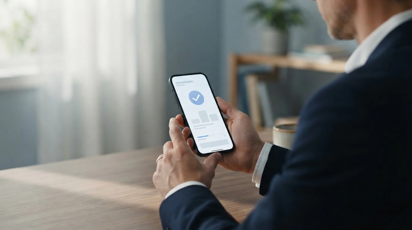 Person bestätigt Online-Zahlung auf einem Smartphone