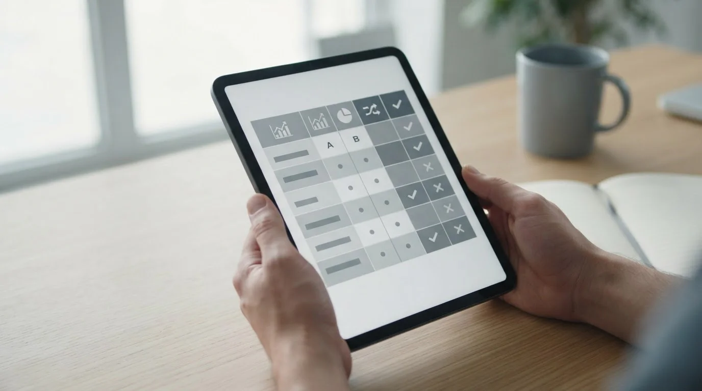 Vergleichstabelle neuer lizenzierter Wettanbieter auf Tablet-Bildschirm
