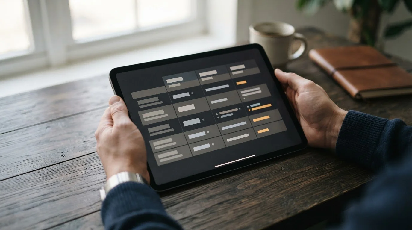 Vergleich von Wettanbietern auf Tablet-Bildschirm mit neutralen Übersichtstabellen