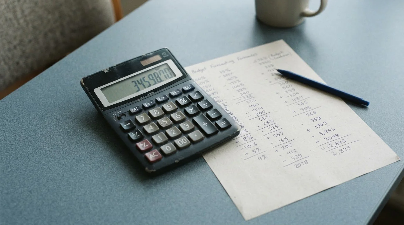 Taschenrechner und handschriftliche Rechnung zur Darstellung von Wettsteuer und Marge