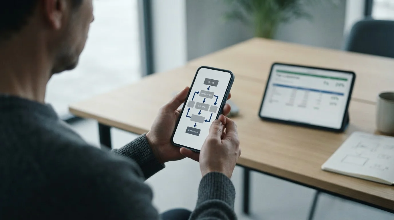 Smartphone mit Zahlungs-App während einer Transaktion, Fokus auf Gebührenstruktur