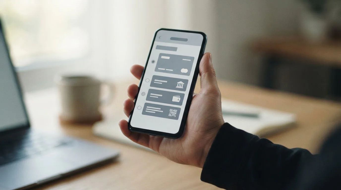 Digitale Zahlungsmethoden auf Smartphone-Bildschirm